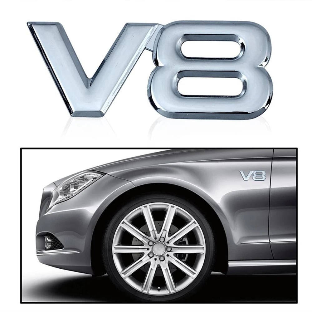 3D Metal Chrome V6 V8 Car Sticker Logo Emblem Decal Badge Body Trim