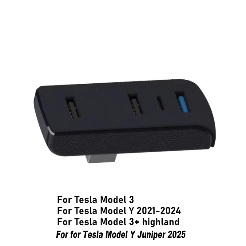 4-in-1 USB Hub Glove Box Docking Station for Tesla Model 3 Y Juniper USB Extender