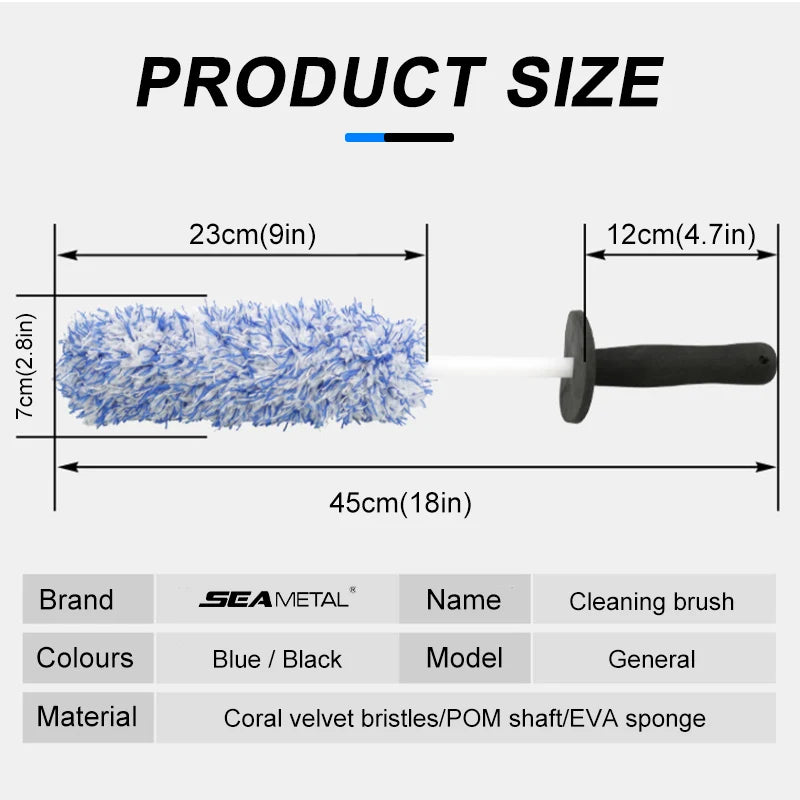 SEAMETAL Microfiber Wheel Brush Plush Rim Tire Cleaner Non Slip Handle