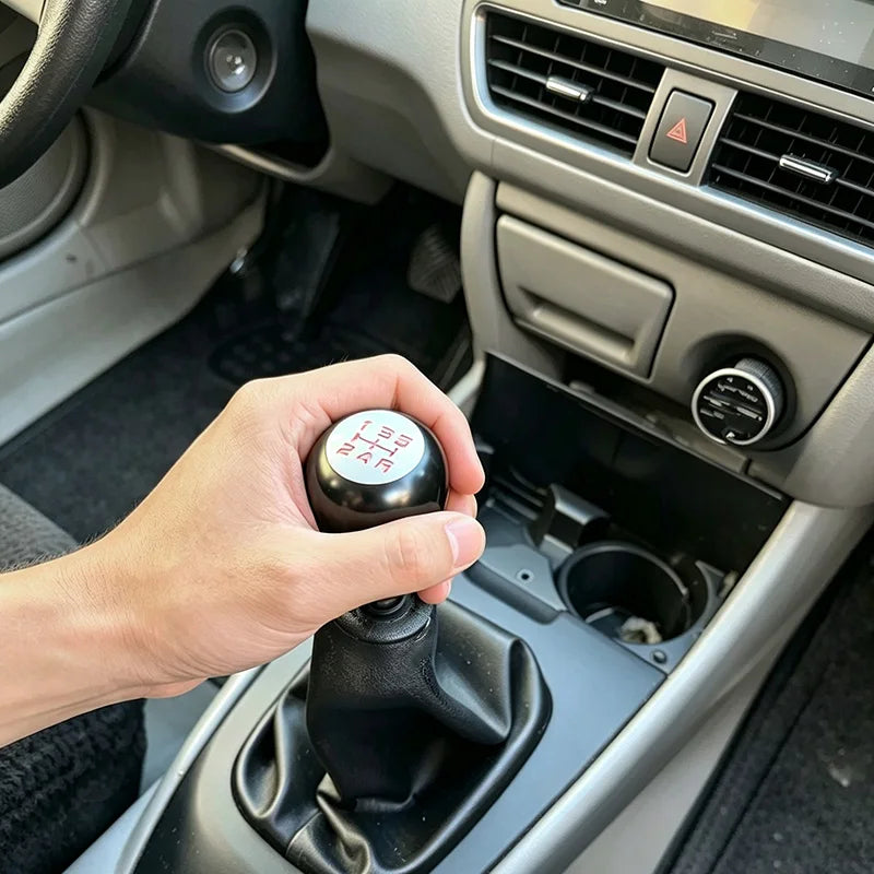 Universal Racing 5 Speed Leather Aluminum Gear Shift Knob Manual Automatic Car