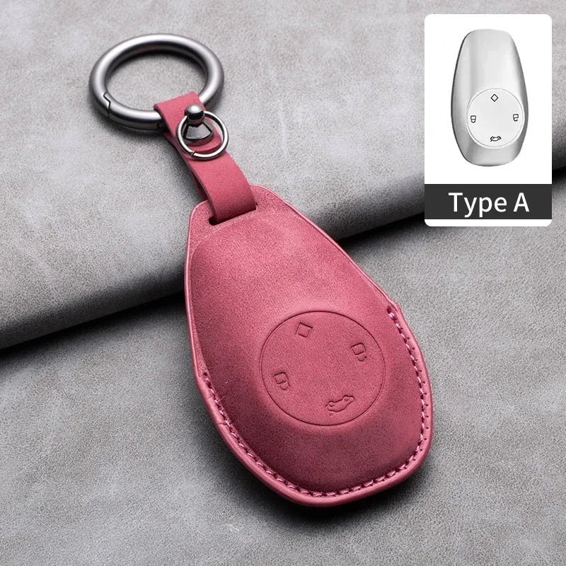 Leather Car Key Case with Keychain for Leapmotor T03, S01, C01 & C11 2023+