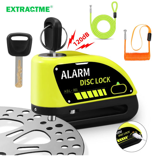 Motorcycle Alarm Disc Brake Lock 120dB Anti Theft Wheel Lock Scooter Bicycle