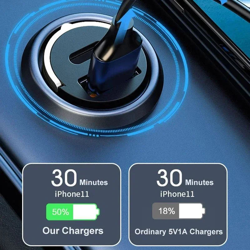 100W 200W QC3.0 PD Car Charger 2 Port USB-C 12-24V Fast Charging Adapter