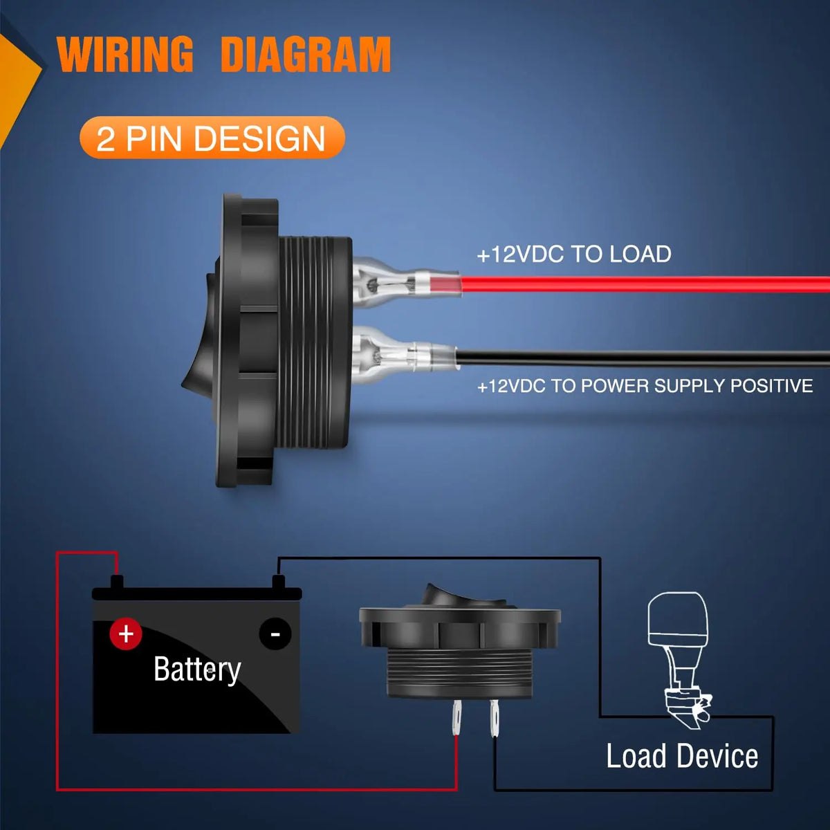 5PCS 20mm Round Rocker Switch ON OFF SPST 2 Pin Pre-Wired Waterproof 12V