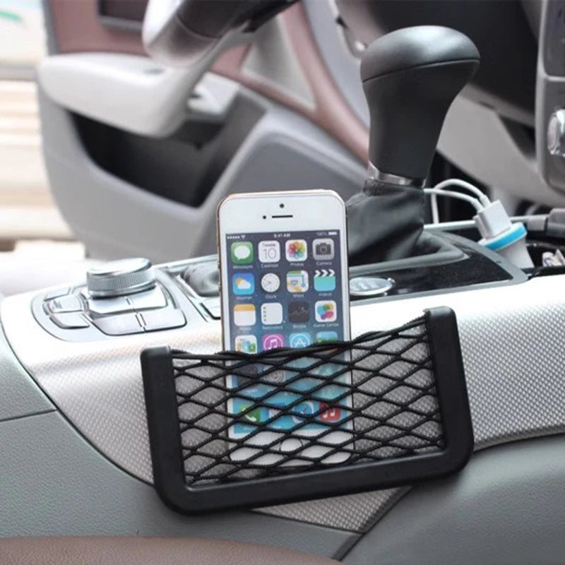 Adhesive Car Storage Net Bag Seat Organizer Door Side Pocket Phone Holder