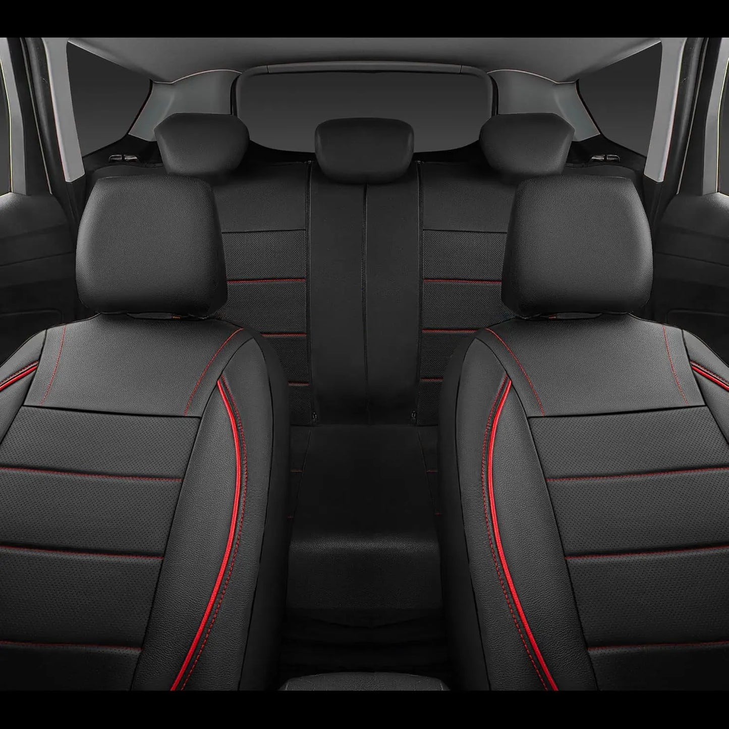 Universal Leather Car Seat Covers Set Breathable 5-Seat Interior Protector