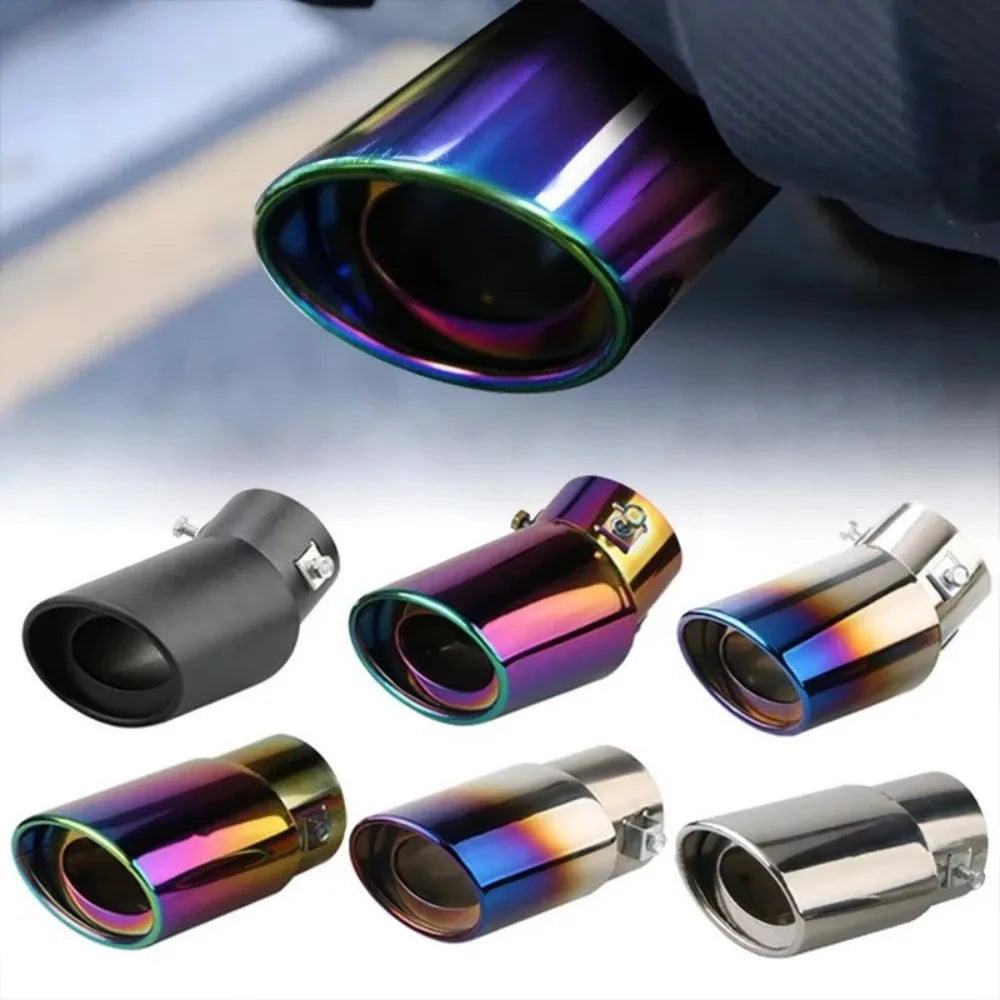 2.5" Stainless 63mm Inlet Steel Chrome Exhaust Muffler Tip Tail Pipe
