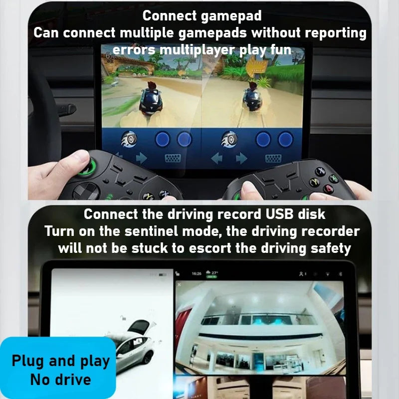 4-in-1 USB Hub Glove Box Docking Station for Tesla Model 3 Y Juniper USB Extender