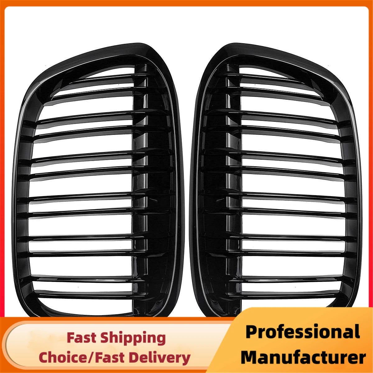 Gloss Black Double Slat M Style Kidney Grille for BMW X1 F48 F49 2016–2020