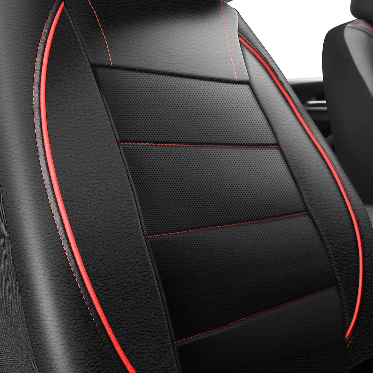 Universal Leather Car Seat Covers Set Breathable 5-Seat Interior Protector