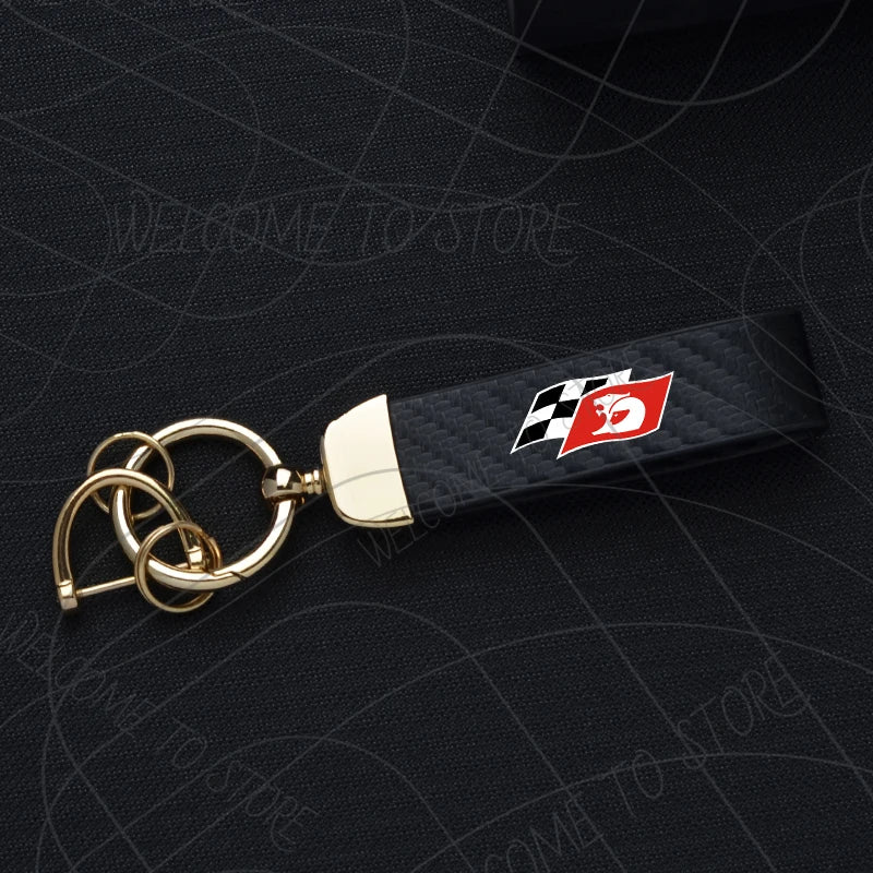 HSV Racing Logo Keychain PU Leather Carbon Fiber Zinc Alloy Keyring