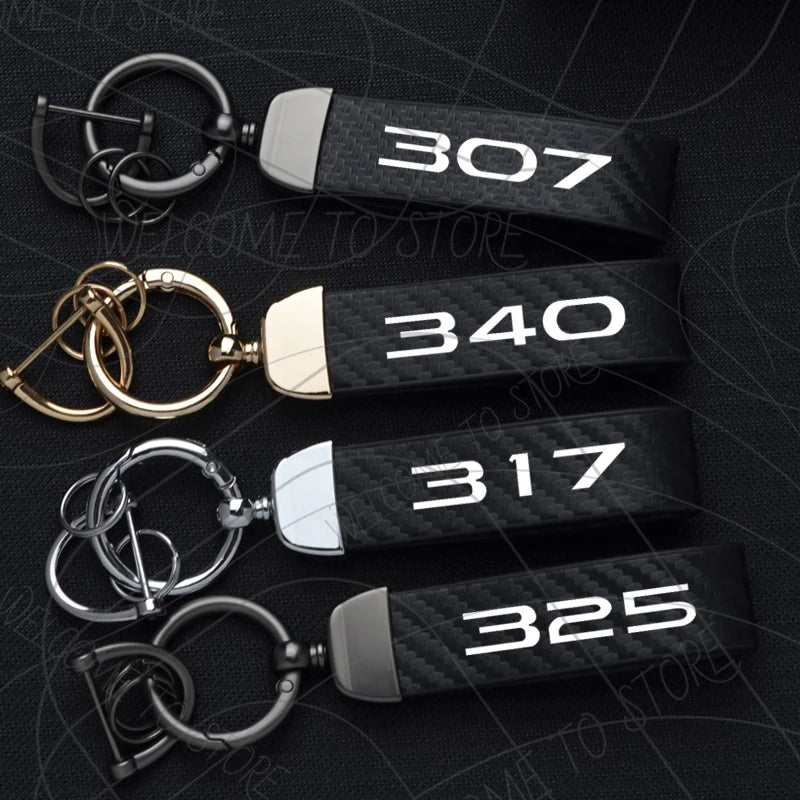 307 317 325 340 Keychain PU Leather Carbon Fiber Zinc Alloy Car Keyring