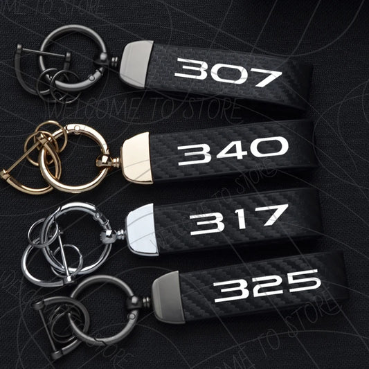 307 317 325 340 Keychain PU Leather Carbon Fiber Zinc Alloy Car Keyring