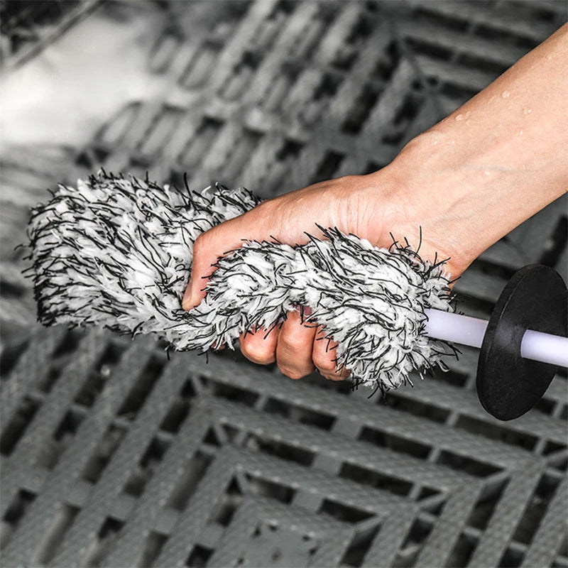 SEAMETAL Microfiber Wheel Brush Plush Rim Tire Cleaner Non Slip Handle