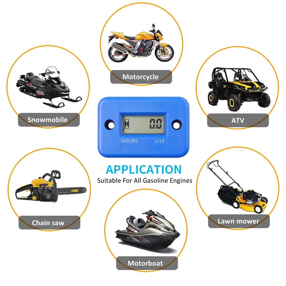 Digital Hour Meter LCD Engine Timer Counter for ATV Motorcycle Boat Generator