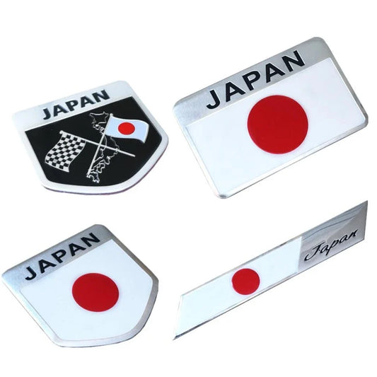JDM Japanese Flag Metal Emblem Badge for Boot Fender in White Red