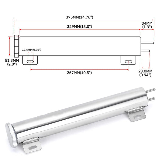 Polished Stainless Steel Radiator Overflow Tank Catch Can 3x10 2x13 3x9 Inch