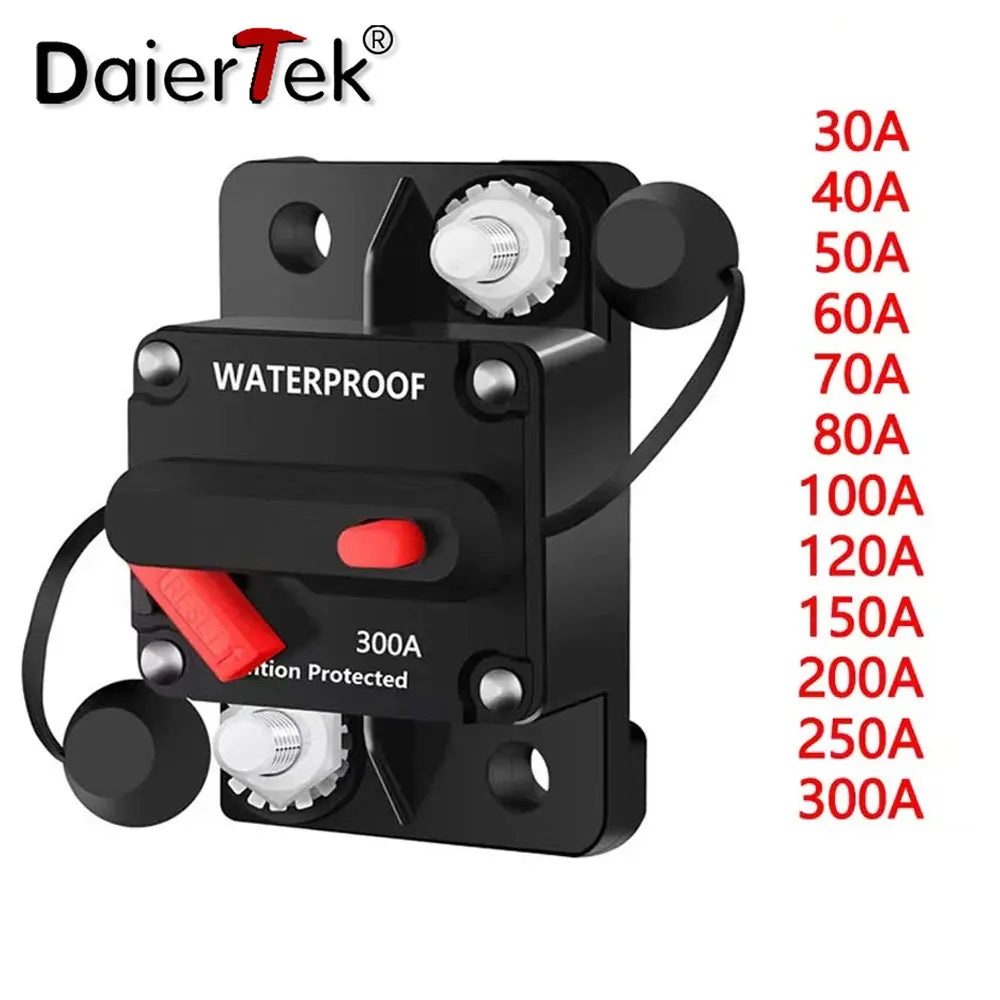 30A-300A 12V 48V DC Circuit Breaker Manual Reset Waterproof Car Boat Fuse