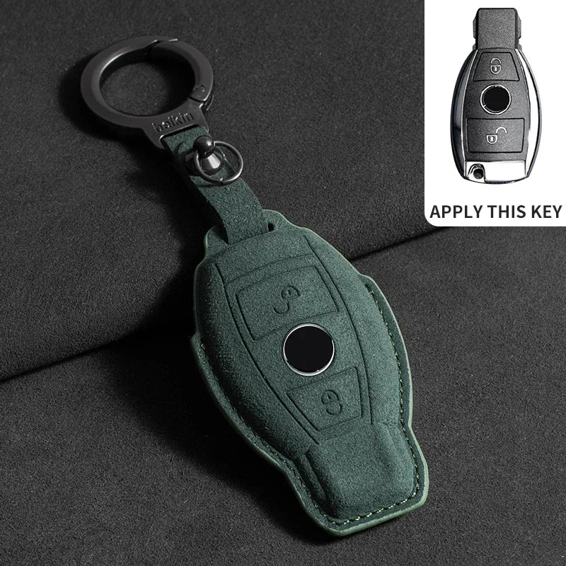Suede Leather Smart Key Case Cover for Mercedes-Benz E-Class, C-Class 2018–2020