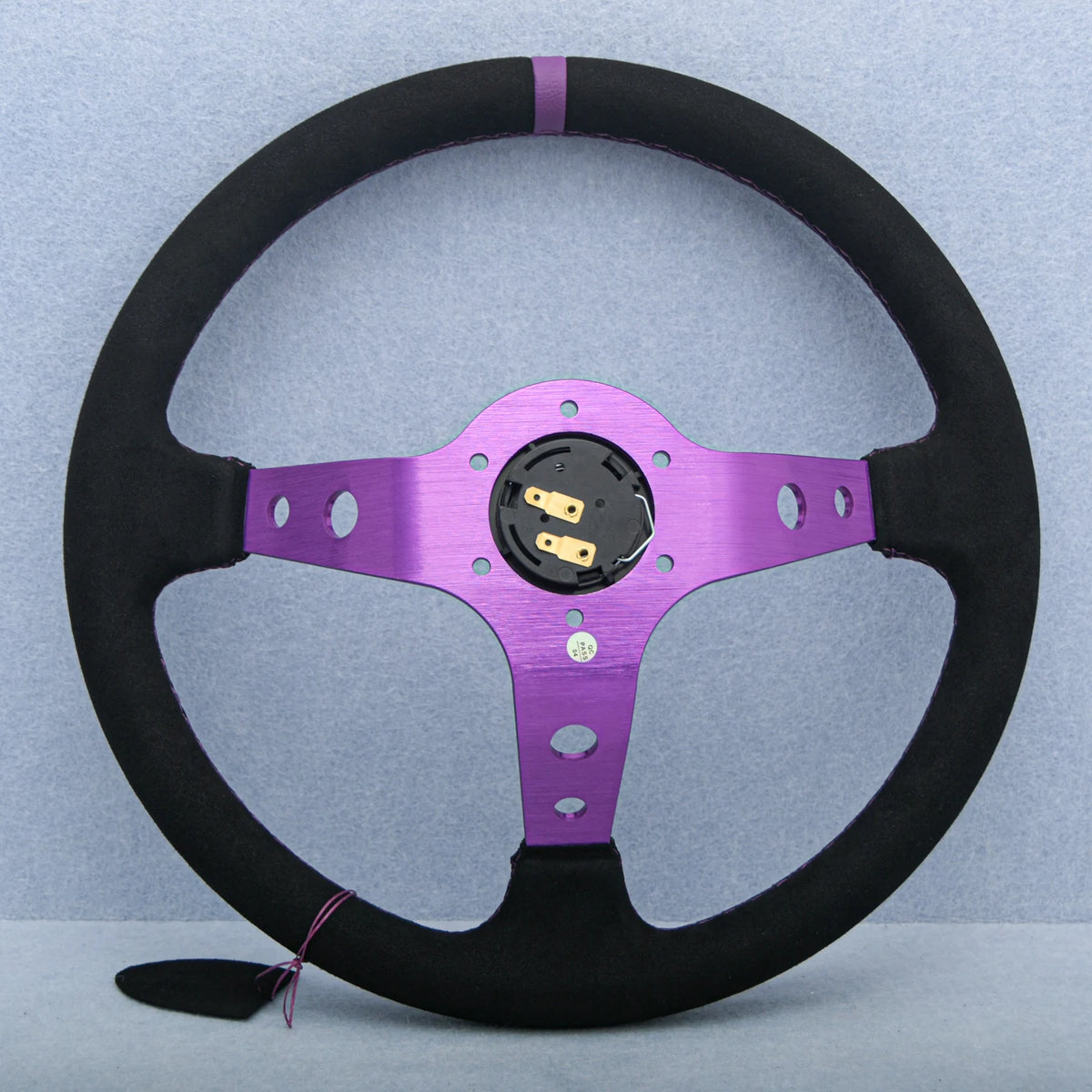 JDM 14" Purple Spoke Suede Leather Deep Dish Racing Drift Sports Steering Wheel
