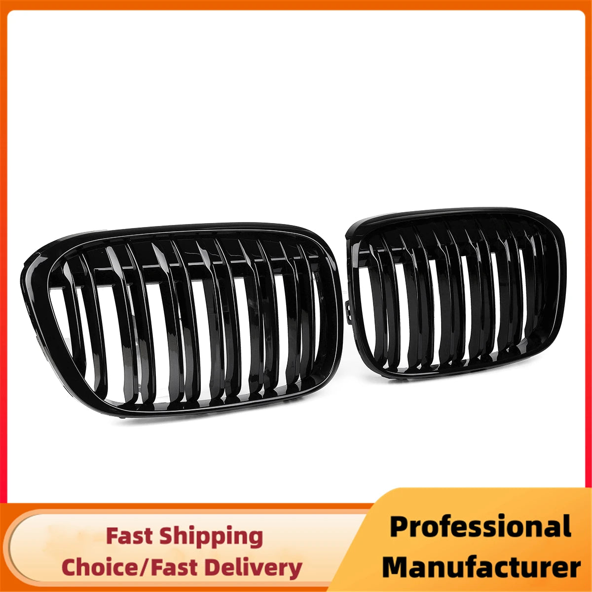 Gloss Black Double Slat M Style Kidney Grille for BMW X1 F48 F49 2016–2020