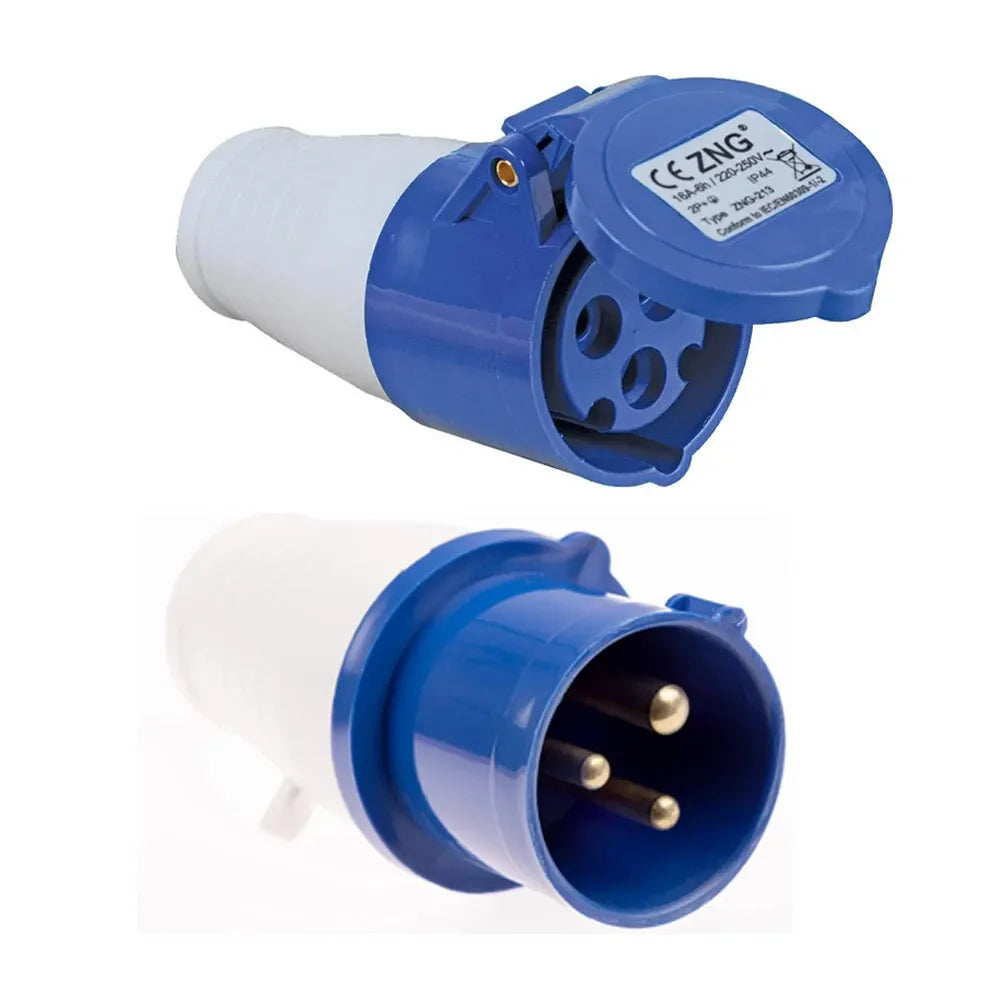 3-Pin 240V 16A Caravan Mains Hook-Up Plug Adapter for Caravan, Motorhome