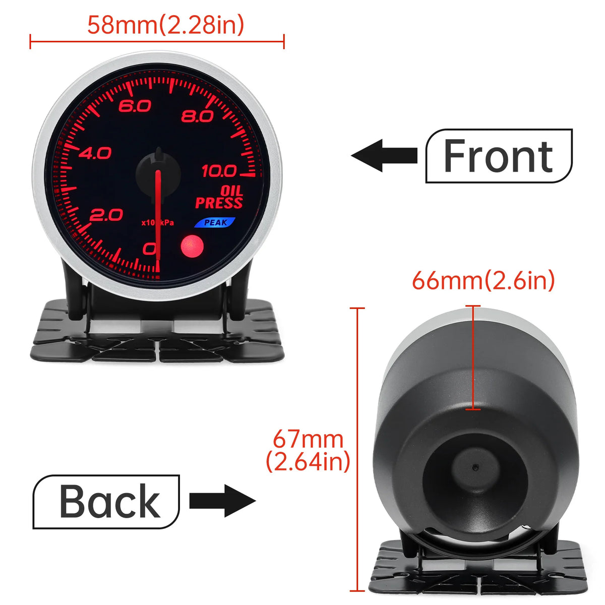 52mm 12V 8 Color Car Gauge Water Oil Temp Pressure EGT Boost Tachometer Meter