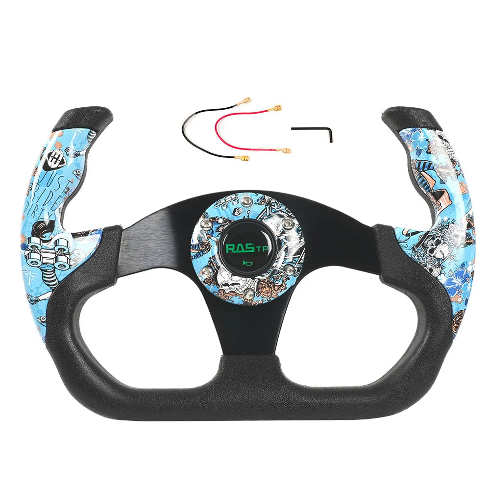 RASTP RS-STW025 14" 350mm Suede Deep Dish Racing Steering Wheel Drift Sport