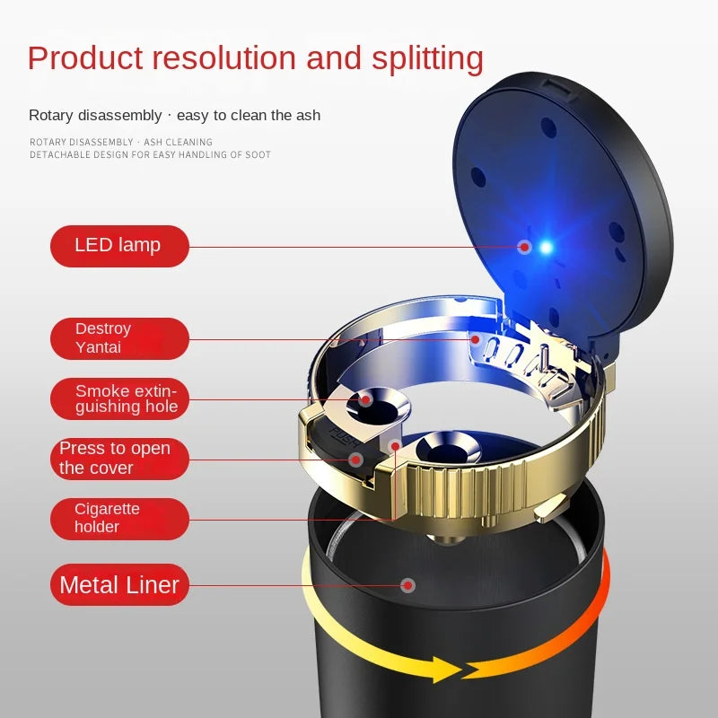 Portable LED Car Ashtray Smoke Cigarette Holder Cup with Light