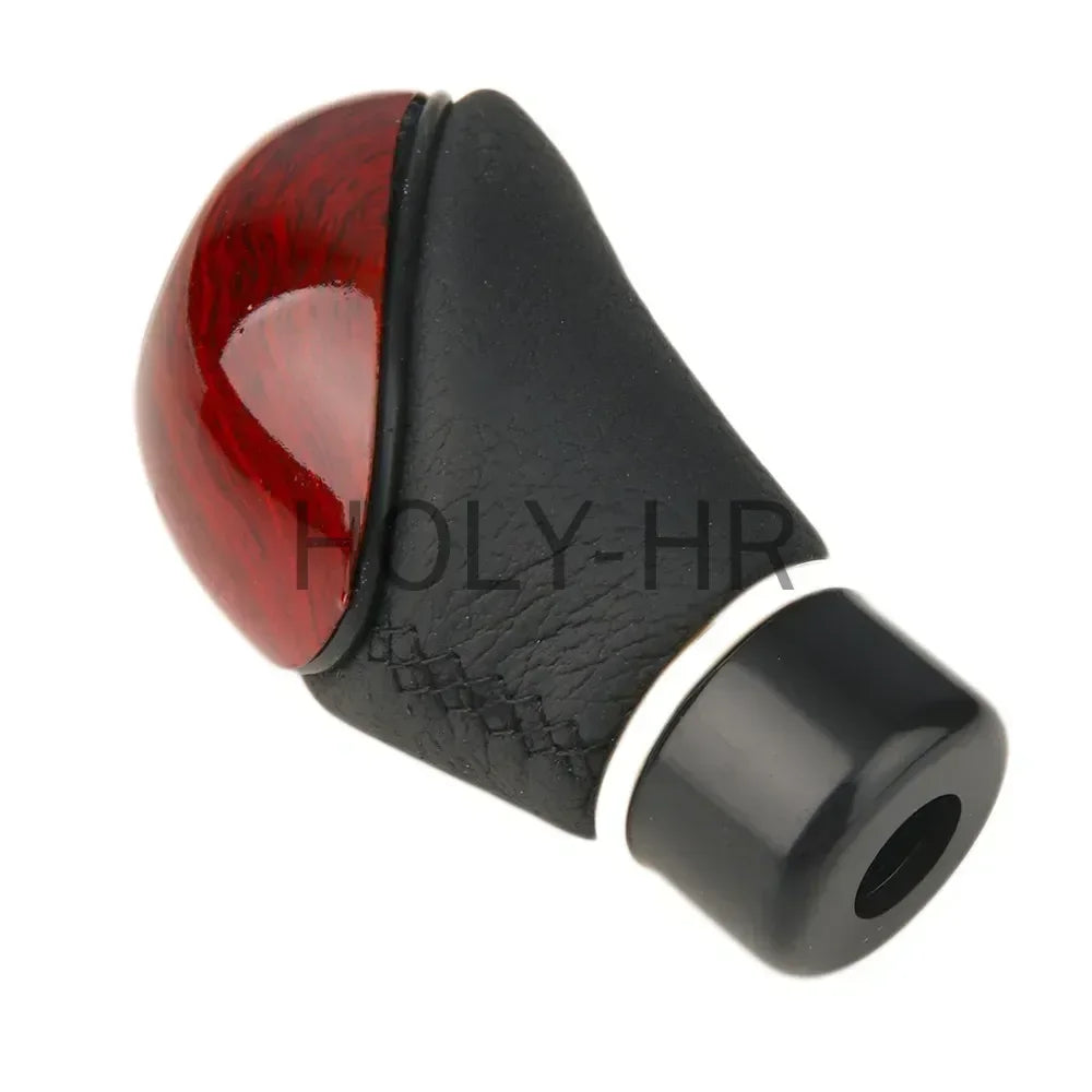 Universal 5-Speed Wood PU Leather Manual Gear Shift Knob Car Truck
