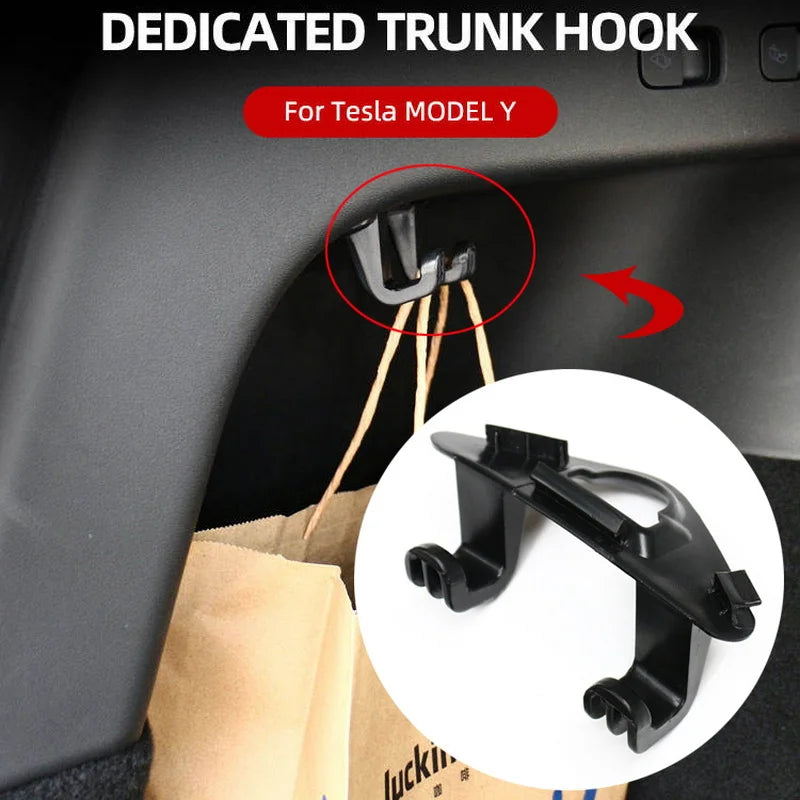 Rear Trunk Hook Storage Holder for Tesla Model Y 2024 Grocery Bag Umbrella Hanger