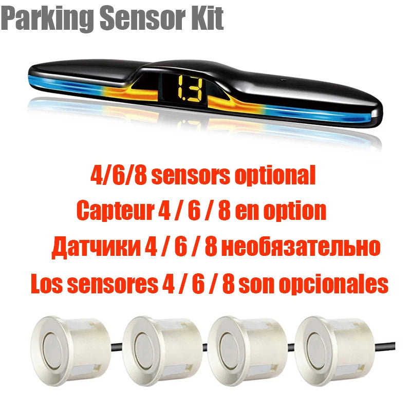 Car Parking Sensor Kit 4/6/8 Radar Sensors LED Display Reverse Backup System