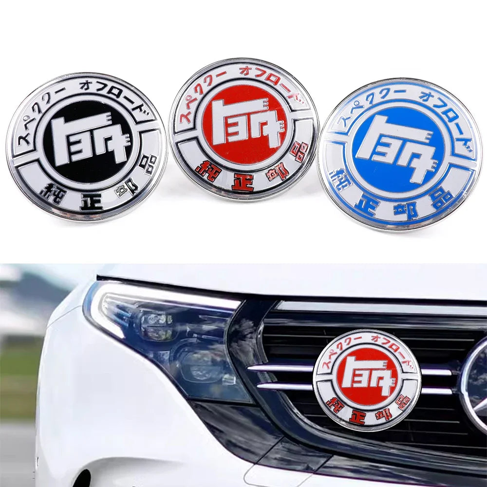 Universal JDM TEQ JAF 9cm Metal Front Grille Badge Japan Emblem Car Decal