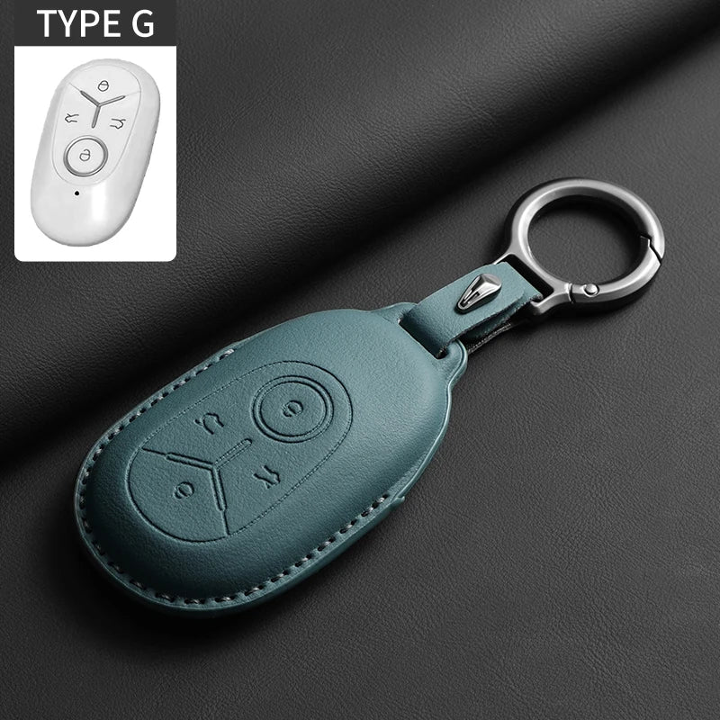 Original Color Leather Smart Key Case Cover for Geely Starray Geome Emgrand