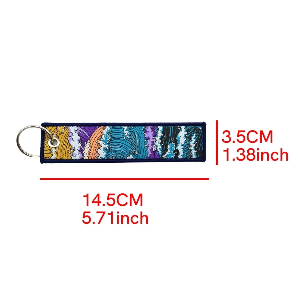 JDM Culture Embroidered Keychain Tag Pendant Car Motorcycle Key Ring Holder