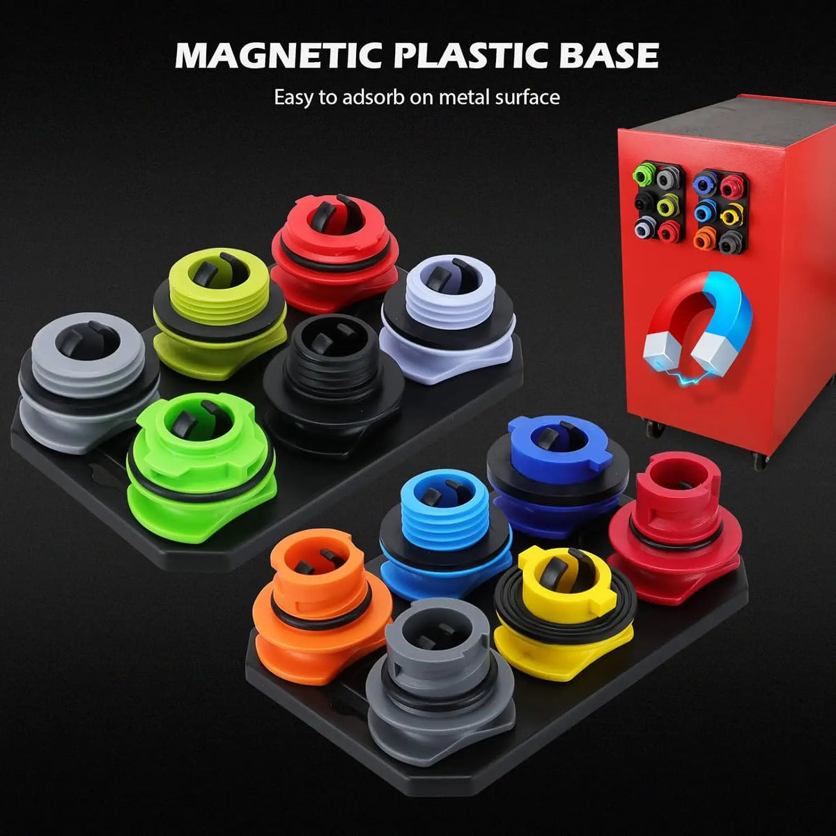 18pc Engine Oil Funnel Kit 1.59Qt with 12 Adapters Magnetic Storage Car Tool