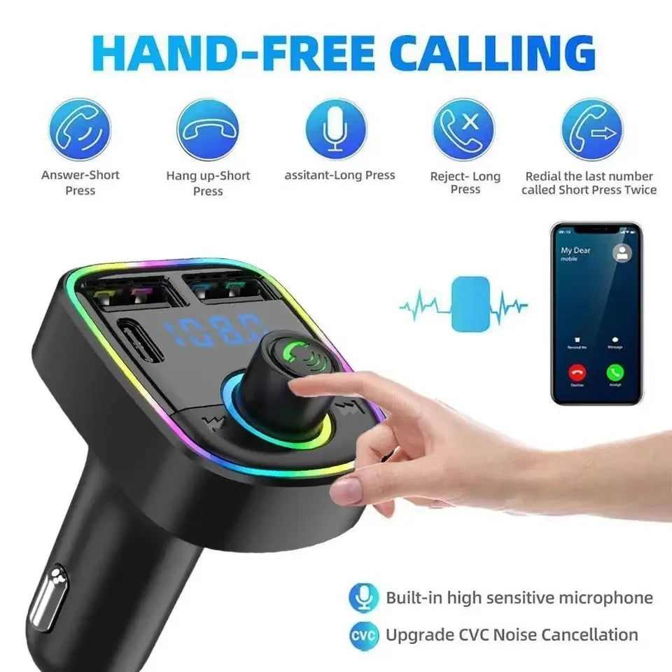 Bluetooth FM Transmitter Car Radio Adapter Hands Free MP3 Player USB Charger