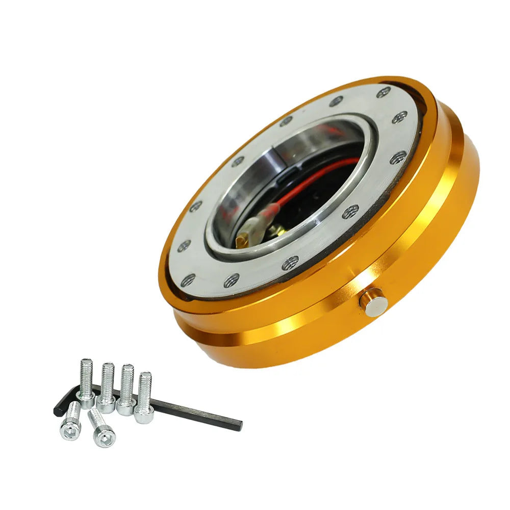 Red 1 Inch Thin 6-Hole Steering Wheel Quick Release Hub Adapter Kit JDM