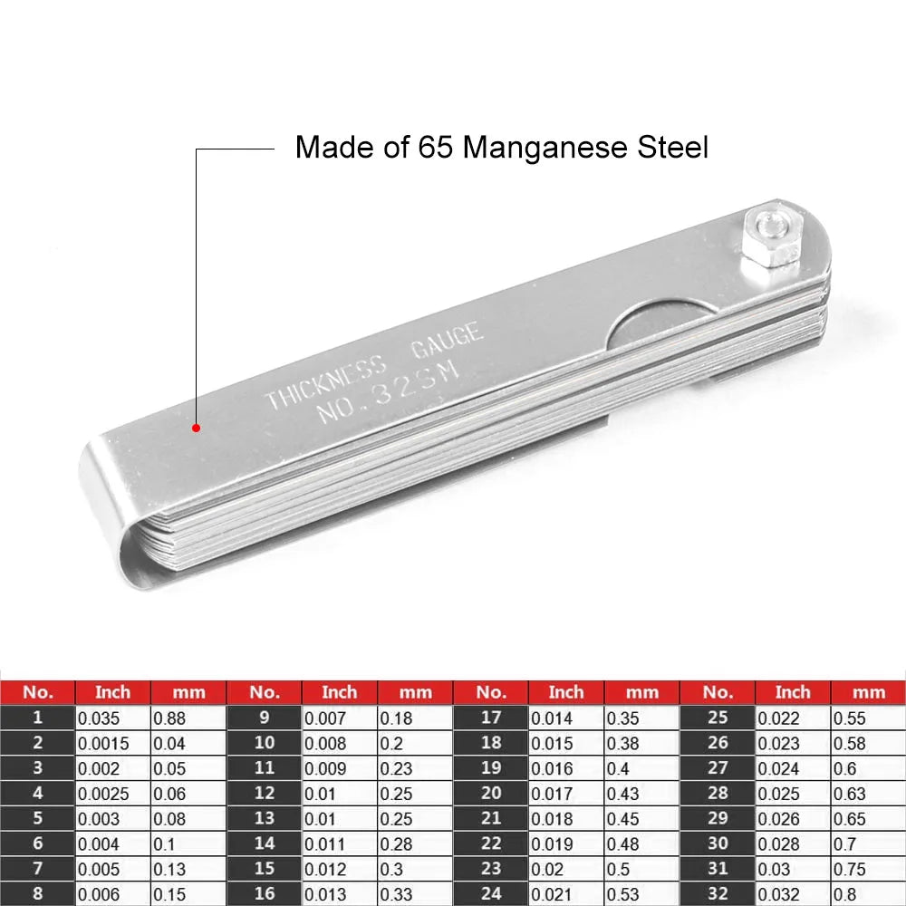 32-Blade Spark Plug Gap Tool Feeler Gauge M10 M12 M14 M18 Adjustable