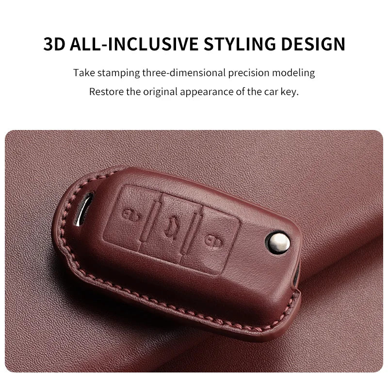 Leather Smart Key Case Cover for Volkswagen Polo, Golf 7 MK7, Tiguan Passat