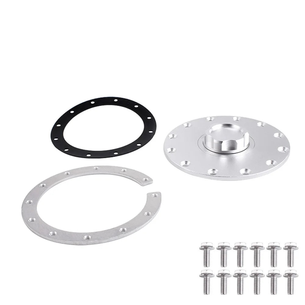 Billet Aluminum Fuel Cell Filler Cap Twist Lock Cover 12-Hole Universal Kit