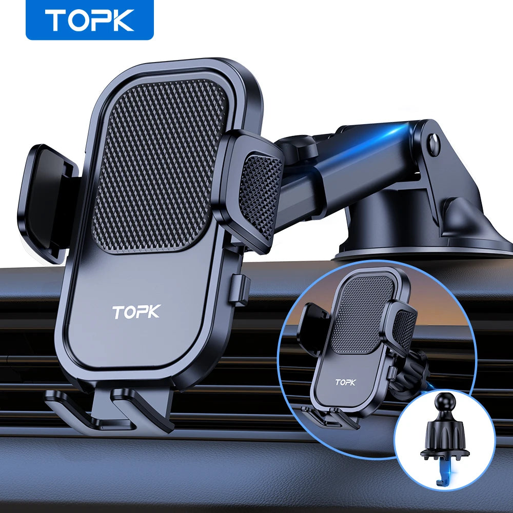 TOPK Universal Car Phone Holder 360° Air Vent Dashboard Suction Cup Mount