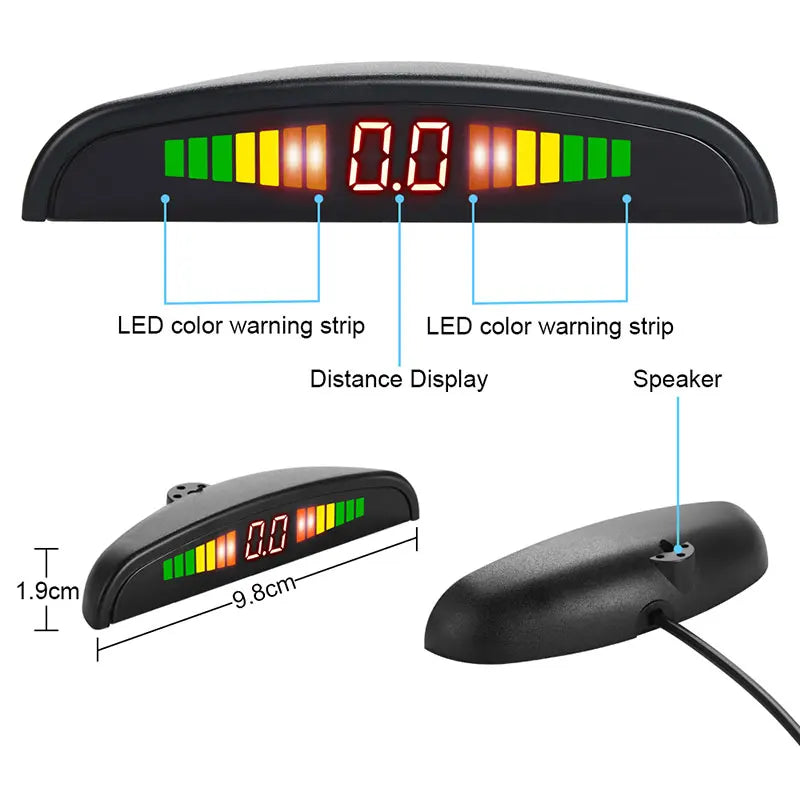 Car LED Parking Sensor Kit 4 Radar Sensors Digital Display Reverse Alarm System