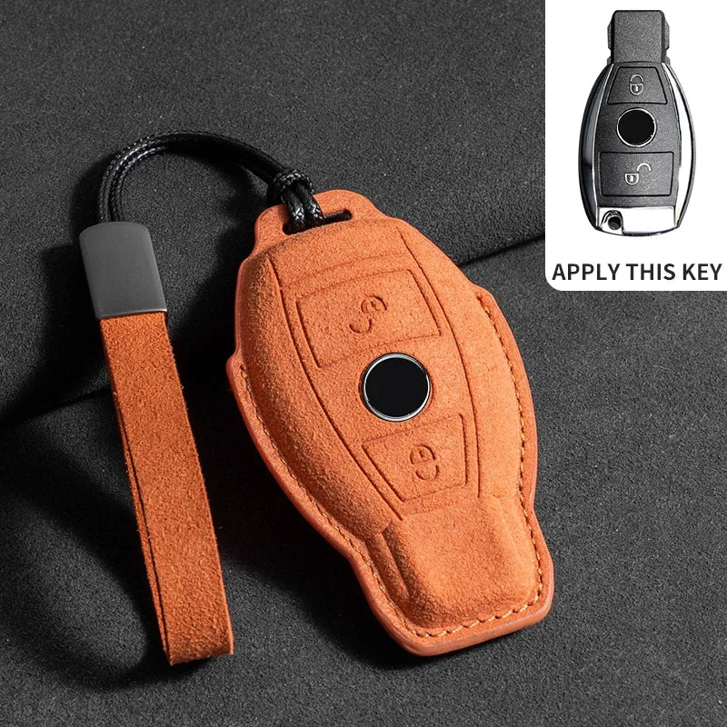 Suede Leather Smart Key Case Cover for Mercedes-Benz E-Class, C-Class 2018–2020