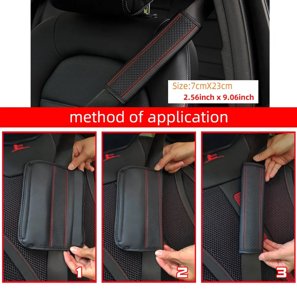 PU Leather Embossed Car Seat Belt Shoulder Pad Cover Safety Belt Protector