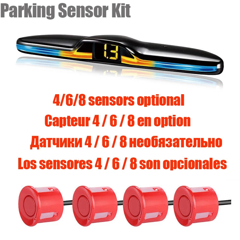 Car Parking Sensor Kit 4/6/8 Radar Sensors LED Display Reverse Backup System