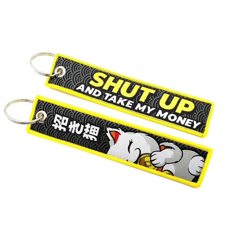 JDM Culture Embroidered Keychain Tag Pendant Car Motorcycle Key Ring Holder