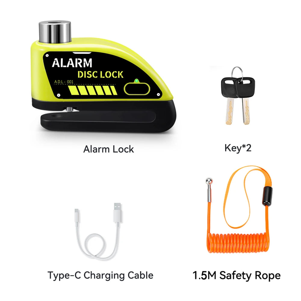 Motorcycle Alarm Disc Brake Lock 120dB Anti Theft Wheel Lock Scooter Bicycle