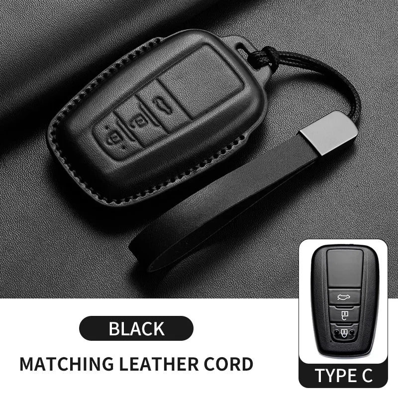 Leather Smart Key Case Cover for Toyota Prius, Camry, Corolla, Avalon, C-HR, RAV4