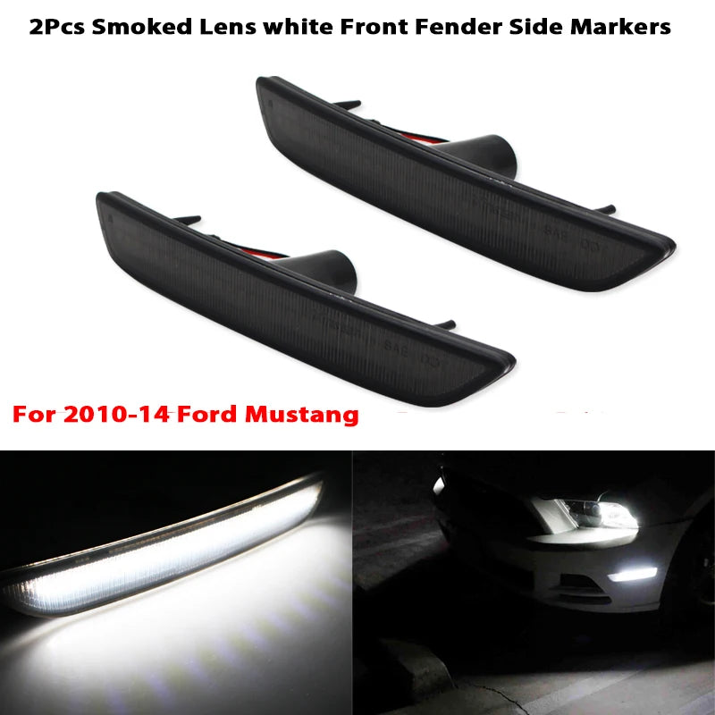 2PCS White Red Amber LED Front Rear Side Indicator for Ford Mustang 2010-2014